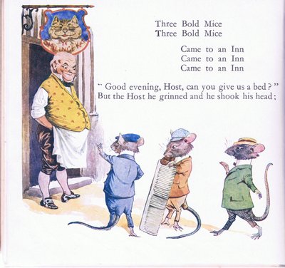 Three bold mice, three bold mice, come to an inn by Walton Corbould